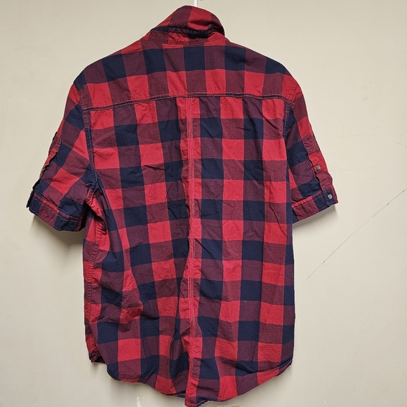 NEVADA Men's Red Plaid Shirt Short Sleeves Casual Shirts Size Large (42-44) - Picture 12 of 13